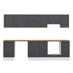 Alvinka 290X210 Cm Klasik Mebran Mutfak Dolabı Beyaz Beyaz M-E80S50S40-1 Mebran | Antrasit - Mdf