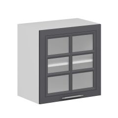 Alvinka Mutfak Modül Mbr_C Üst 1Dk1R 60-H60Cm Dolap Cam Beyaz Antrasit Mdf