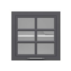 Alvinka Mutfak Modül Mbr_C Üst 1Dk1R 60-H60Cm Dolap Cam Beyaz Antrasit Mdf