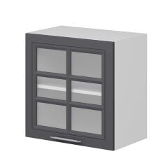 Alvinka Mutfak Modül Mbr_C Üst 1Dk1R 60-H60Cm Dolap Cam Beyaz Antrasit Mdf