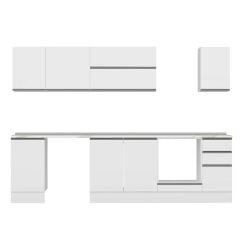 Alvinka 285X210 Cm High Gloss Mutfak Dolabı M-E80S45S40-2 High Gloss | Beyaz - Suntalam