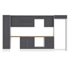 Alvinka 395X222 Cm Klasik Mebran Mutfak Dolabı Mbb-E90B45S60-2 Mebran | Antrasit - Suntalam