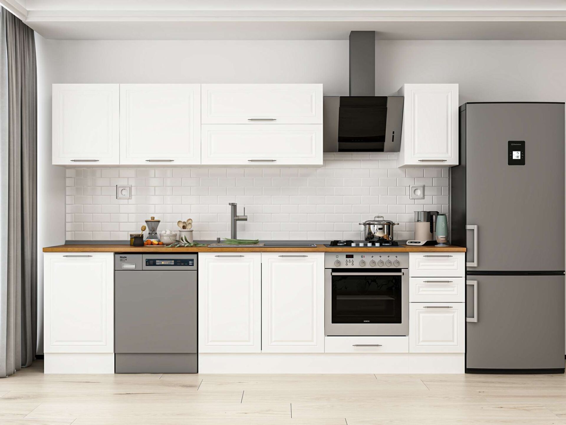 Alvinka 290X210 Cm Klasik Mebran Mutfak Dolabı Beyaz Beyaz M-E80S50S40-2 Mebran | Beyaz - Suntalam