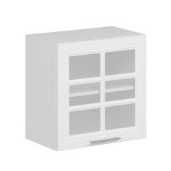 Alvinka Mutfak Modül Mbr_C Üst 1Dk1R 60-H60Cm Dolap Cam Beyaz Beyaz Mdf