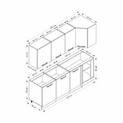Minar 225Cm Köşe Mutfak Dolabı - Beyaz K225-B1