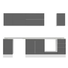 Alvinka 285X210 Cm High Gloss Mutfak Dolabı M-E80S45S40-2 High Gloss | Antrasit - Suntalam