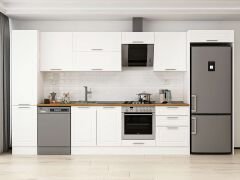 Alvinka 395X222 Cm Klasik Mebran Mutfak Dolabı Mbb-E90B45S60-2 Mebran | Beyaz - Mdf