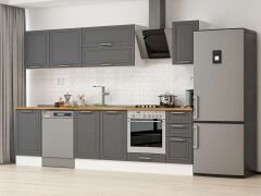 Alvinka 290X210 Cm Klasik Mebran Mutfak Dolabı Beyaz Beyaz M-E80S50S40-2 Mebran | Antrasit - Suntalam