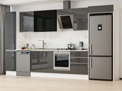 Alvinka 385X222 Cm High Gloss Mutfak Dolabı Mbb-E80B45S60-3 High Gloss | Antrasit - Mdf