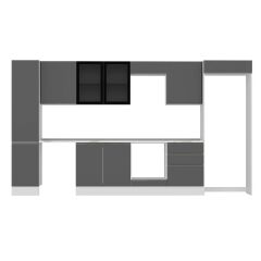 Alvinka 385X222 Cm High Gloss Mutfak Dolabı Mbb-E80B45S60-3 High Gloss | Antrasit - Mdf