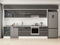 Alvinka 400X240 Cm High Gloss Mutfak Dolabı Mb-E90S50S60-1 High Gloss | Antrasit - Mdf