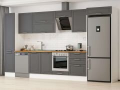 Alvinka 395X222 Cm Klasik Mebran Mutfak Dolabı Mbb-E90B45S60-2 Mebran | Antrasit - Mdf