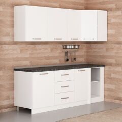 Minar 225Cm Köşe Mutfak Dolabı - Beyaz K225-B3