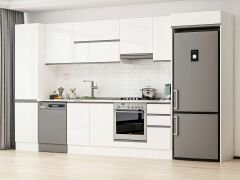 Alvinka 370X222 Cm High Gloss Mutfak Dolabı Mbb-E80B50S40-1 High Gloss | Beyaz - Suntalam