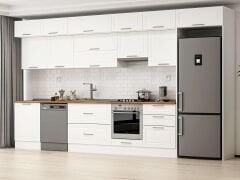 Alvinka 410X240 Cm Klasik Mebran Mutfak Dolabı Beyaz Beyaz Mb-E90S60S60-1 Mebran | Beyaz - Mdf