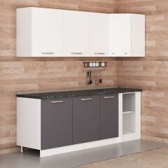 Minar 225Cm Köşe Mutfak Dolabı - Beyaz/Antrasit K225-A1