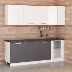 Minar 225Cm Köşe Mutfak Dolabı - Beyaz/Antrasit K225-A1