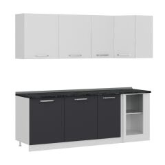 Minar 225Cm Köşe Mutfak Dolabı - Beyaz/Antrasit K225-A1