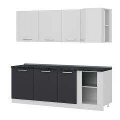 Minar 225Cm Köşe Mutfak Dolabı - Beyaz/Antrasit K225-A1