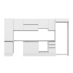 Alvinka 370X222 Cm High Gloss Mutfak Dolabı Mbb-E80B50S40-1 High Gloss | Beyaz - Mdf