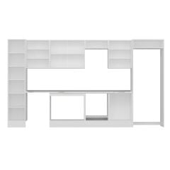 Alvinka 395X222 Cm Klasik Mebran Mutfak Dolabı Mbb-E90B45S60-3 Mebran | Beyaz - Suntalam