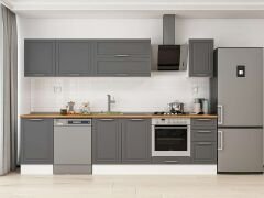 Alvinka 290X210 Cm Klasik Mebran Mutfak Dolabı Beyaz Beyaz M-E80S50S40-2 Mebran | Antrasit - Mdf