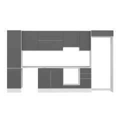 Alvinka 370X222 Cm High Gloss Mutfak Dolabı Mbb-E80B50S40-1 High Gloss | Antrasit - Suntalam