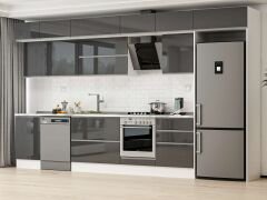 Alvinka 400X240 Cm High Gloss Mutfak Dolabı Mb-E90S50S60-2 High Gloss | Antrasit - Suntalam