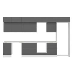 Alvinka 400X240 Cm High Gloss Mutfak Dolabı Mb-E90S50S60-2 High Gloss | Antrasit - Suntalam