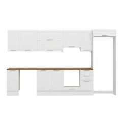 Alvinka 360X222 Cm Klasik Mebran Mutfak Dolabı Mb-E80S40S40-1 Mebran | Beyaz - Mdf