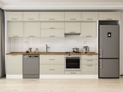 Alvinka 410X240 Cm Klasik Mebran Mutfak Dolabı Beyaz Beyaz Mb-E90S60S60-1 Mebran | Kumtaşı - Mdf