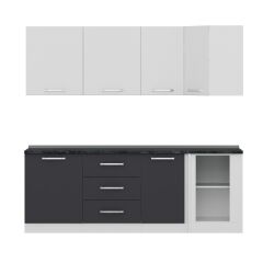 Minar 225Cm Köşe Mutfak Dolabı - Beyaz/Antrasit K225-A3