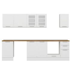 Alvinka 290X210 Cm Klasik Mebran Mutfak Dolabı Beyaz Beyaz M-E80S50S40-3 Mebran | Beyaz - Suntalam