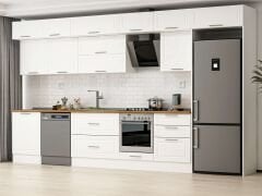 Alvinka 410X240 Cm Klasik Mebran Mutfak Dolabı Beyaz Beyaz Mb-E90S60S60-2 Mebran | Beyaz - Suntalam