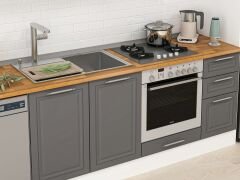 Alvinka 360X222 Cm Klasik Mebran Mutfak Dolabı Mb-E80S40S40-1 Mebran | Antrasit - Mdf