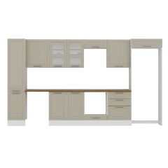 Alvinka 395X222 Cm Klasik Mebran Mutfak Dolabı Mbb-E90B45S60-3 Mebran | Kumtaşı - Suntalam