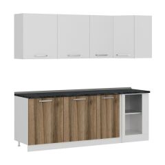 Minar 225Cm Köşe Mutfak Dolabı - Beyaz/Dore K225-D1