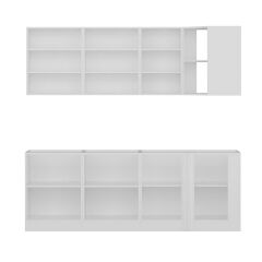 Minar 225Cm Köşe Mutfak Dolabı - Beyaz/Dore K225-D1