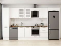 Alvinka 395X222 Cm Klasik Mebran Mutfak Dolabı Mbb-E90B45S60-3 Mebran | Beyaz - Mdf