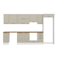 Alvinka 360X222 Cm Klasik Mebran Mutfak Dolabı Mb-E80S40S40-1 Mebran | Kumtaşı - Mdf