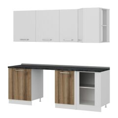 Minar 225Cm Köşe Mutfak Dolabı - Beyaz/Dore K225-D2