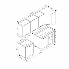 Minar 225Cm Köşe Mutfak Dolabı - Beyaz/Dore K225-D2