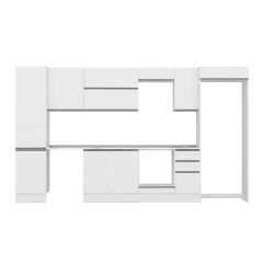 Alvinka 370X222 Cm High Gloss Mutfak Dolabı Mbb-E80B50S40-2 High Gloss | Beyaz - Mdf