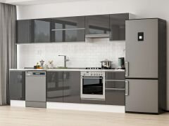 Alvinka 290X210 Cm High Gloss Mutfak Dolabı M-E80S45S45-1 High Gloss | Antrasit - Suntalam