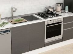 Alvinka 290X210 Cm High Gloss Mutfak Dolabı M-E80S45S45-1 High Gloss | Antrasit - Suntalam