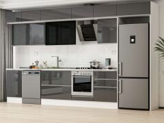 Alvinka 400X240 Cm High Gloss Mutfak Dolabı Mb-E90S50S60-3 High Gloss | Antrasit - Suntalam