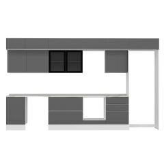 Alvinka 400X240 Cm High Gloss Mutfak Dolabı Mb-E90S50S60-3 High Gloss | Antrasit - Suntalam