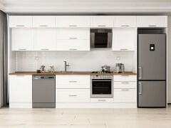 Alvinka 410X240 Cm Klasik Mebran Mutfak Dolabı Beyaz Beyaz Mb-E90S60S60-2 Mebran | Beyaz - Mdf