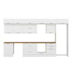 Alvinka 410X240 Cm Klasik Mebran Mutfak Dolabı Beyaz Beyaz Mb-E90S60S60-2 Mebran | Beyaz - Mdf