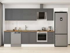 Alvinka 360X222 Cm Klasik Mebran Mutfak Dolabı Mb-E80S40S40-2 Mebran | Antrasit - Suntalam